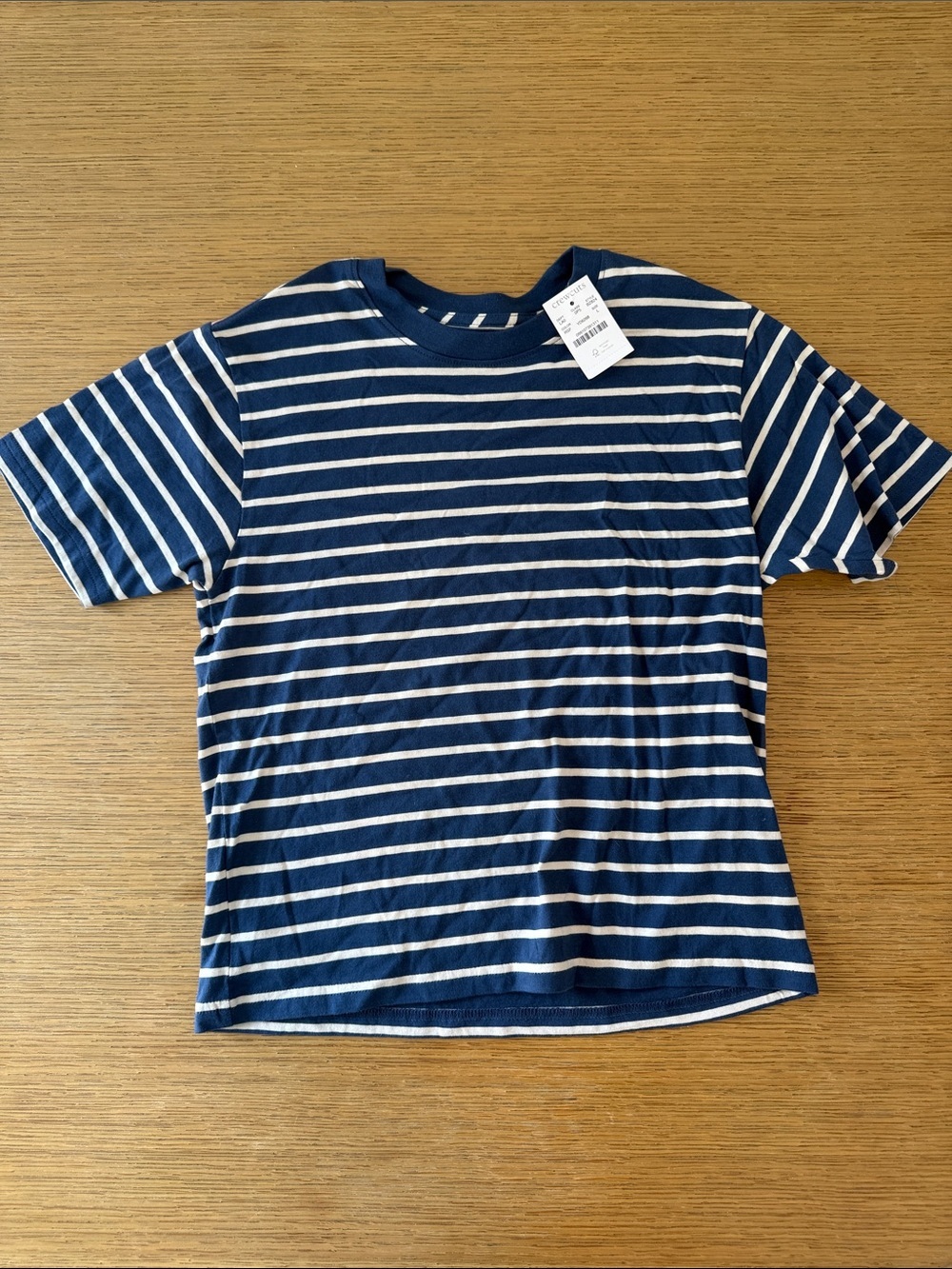 NWT -Crewcuts Boys Navy White Striped Tee Shirt Size Large 10-11 NWT J.Crew